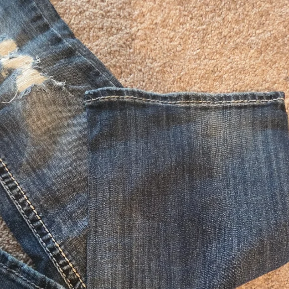 Aiko Distressed Boot Cut Jeans in Blue - Picture 5 of 8